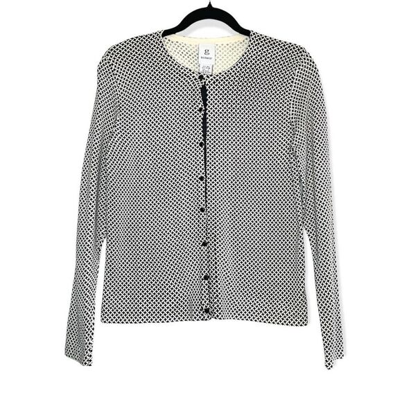 G Knitwear Silk Blend Cardigan Black and Cream Size Small - Picture 9 of 9